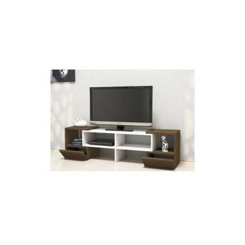 EXTENDABLE TV SHELF BROWN AND WHITE –