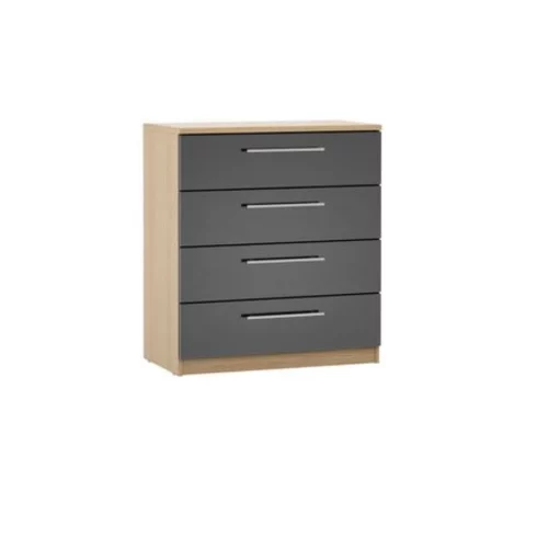 BOSQUE – Oak Brown & Grey Gloss Finish Four Drawer Chester