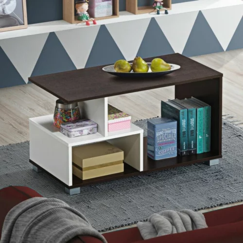 SEASON- Storage Coffee Center Table Dark Brown & White