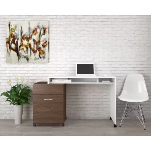 GERENTE – White & Brown Manager table with An Open Shelf