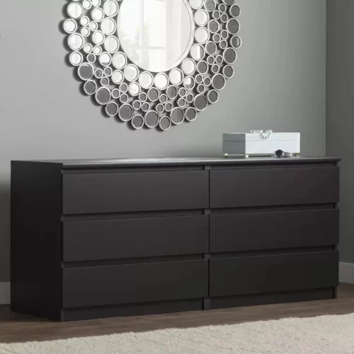 JENAN – Six Drawer Side Dresser Black