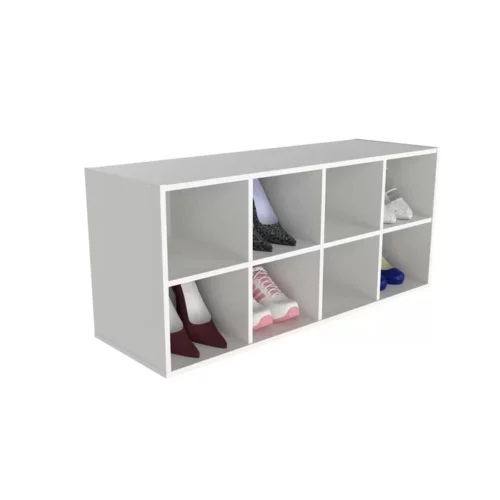 PERTON – Eight Compartment Shoe Rack White