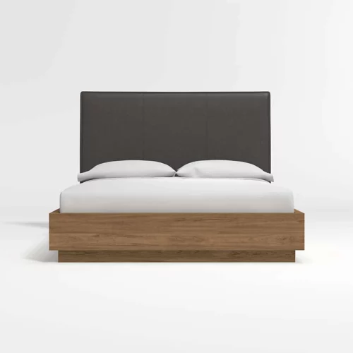 ALPEREN – Grey & Light Oak Queen-Size Bed